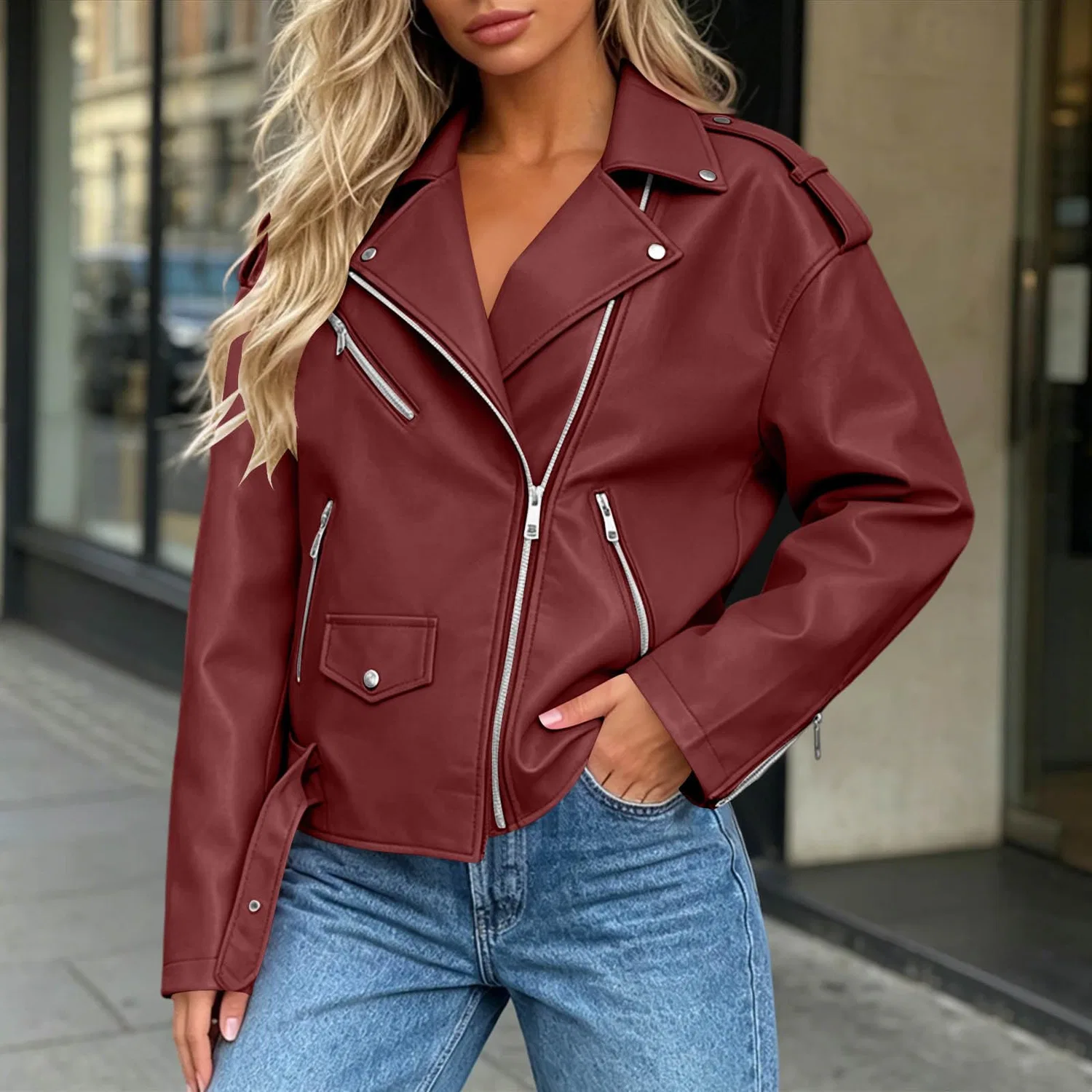 Женская куртка-косуха из экокожи с принтом UK moto Biker, Vino 1 — фото 3
