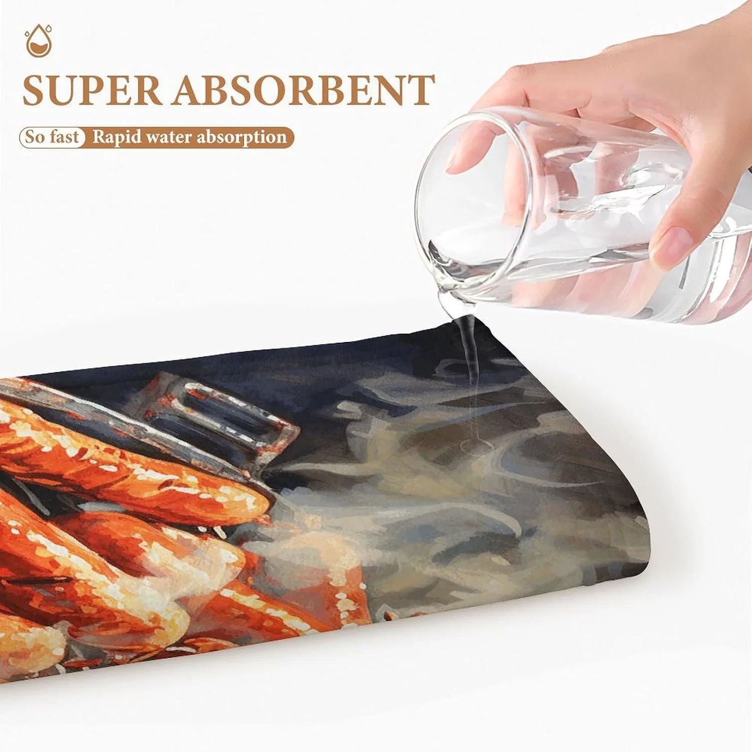 Махровая салфетка KLSVTMEA, 1 шт, 72.9x35.1 см, Wurst auf Feuer — фото 3