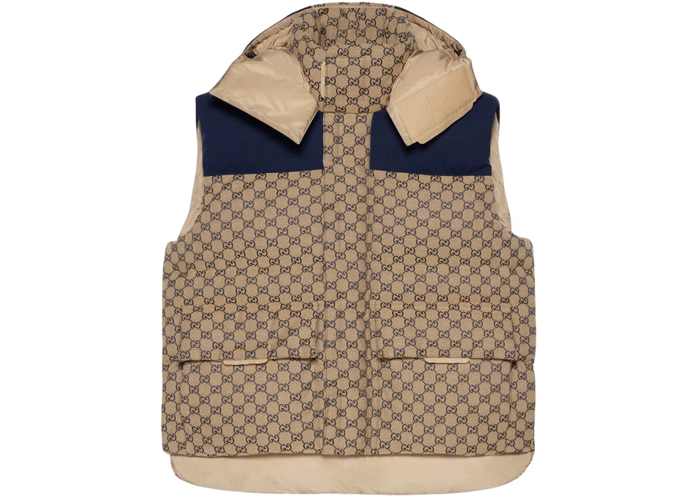Мужской жилет с принтом Vest With Detachable Hood Gucci, Beige/Blue