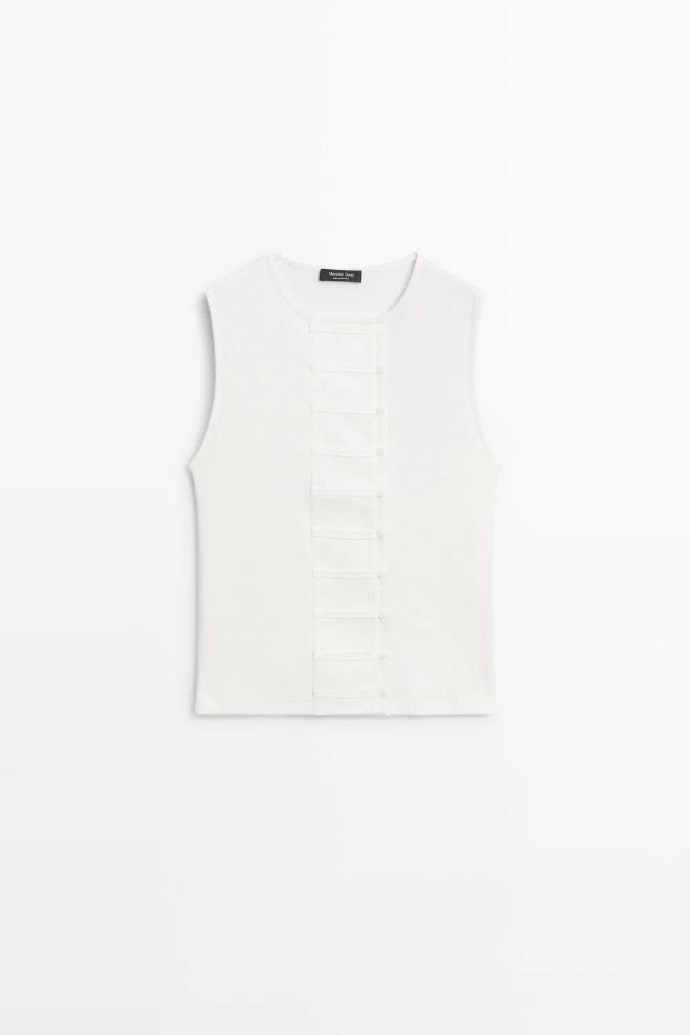 Майка Massimo Dutti Cotton Blend Bib Detail, кремовый — фото 2