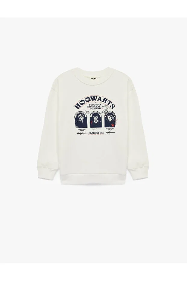 Детские свитшот для мальчиков с принтом Harry Potter Printed Long Sleeve Crew Neck Koton, Ecru