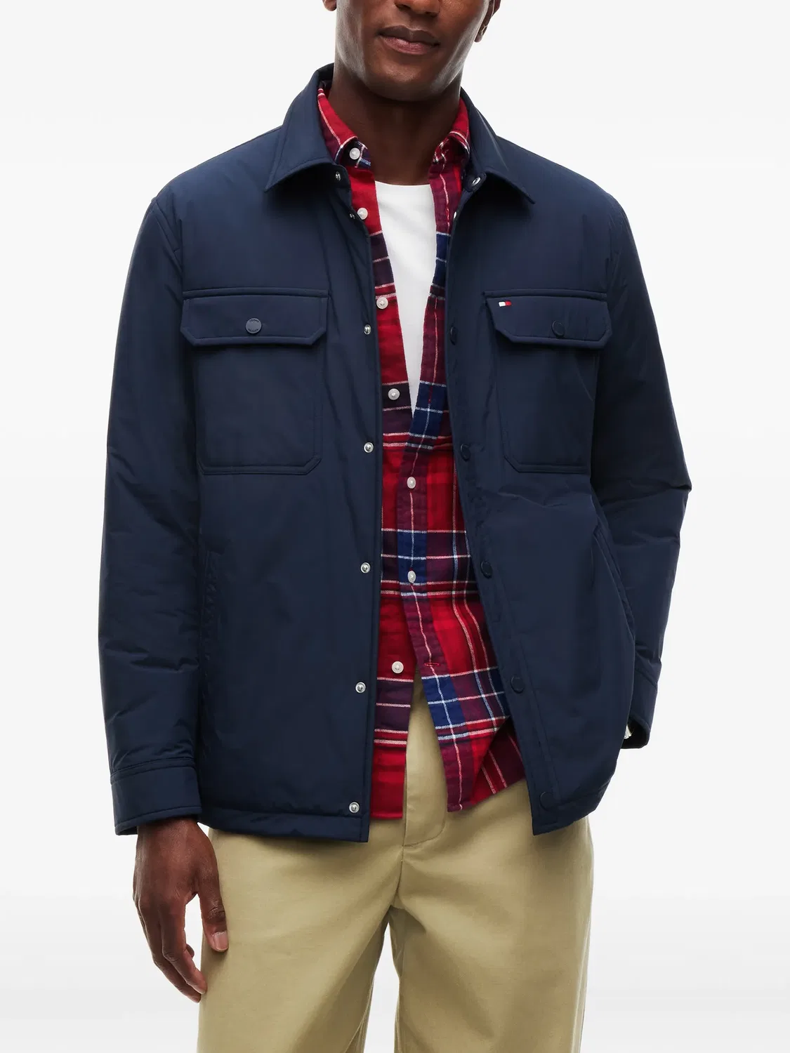 Куртка-рубашка стеганая синего цвета Tommy Hilfiger, синий — фото 3