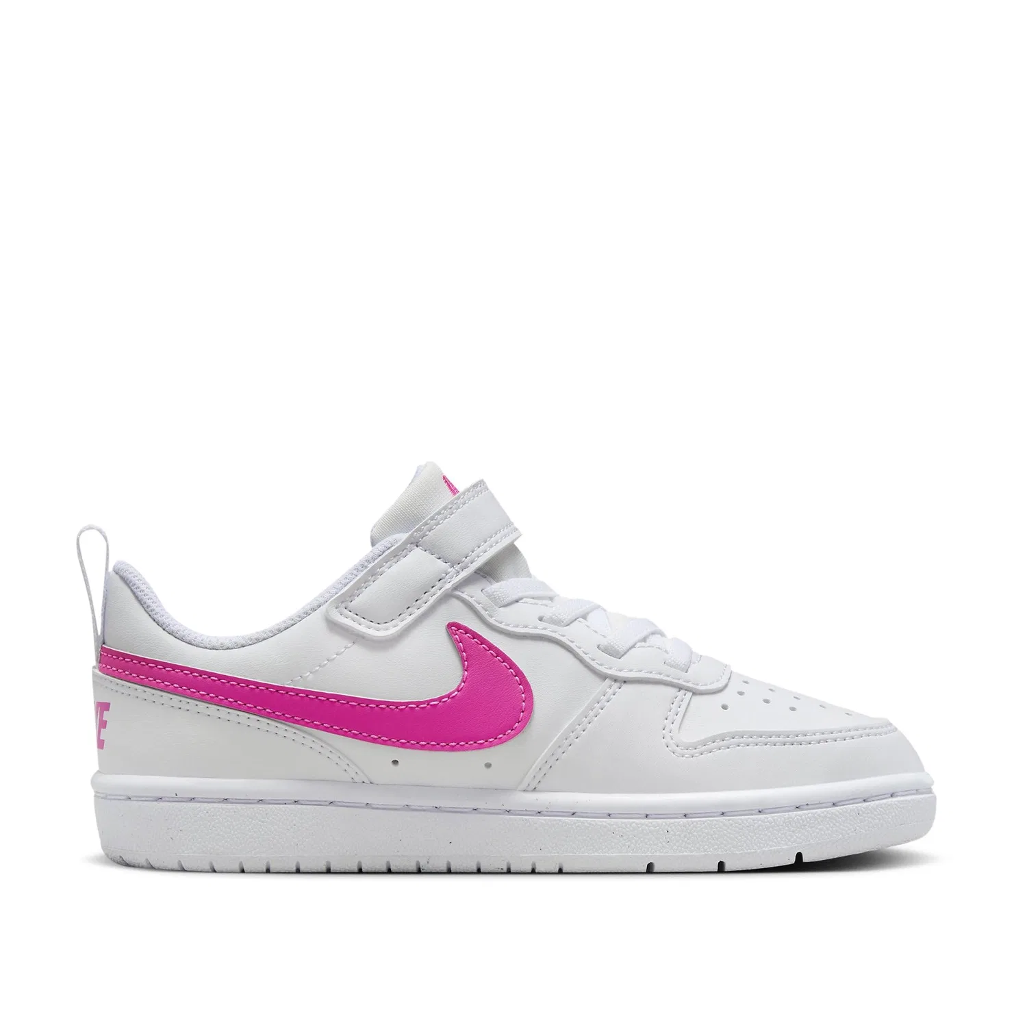 Детские кроссовки для девочек кожаные NIKE Court Borough Low Recraft PS NIKE, White Laser Fuchsia — фото 3