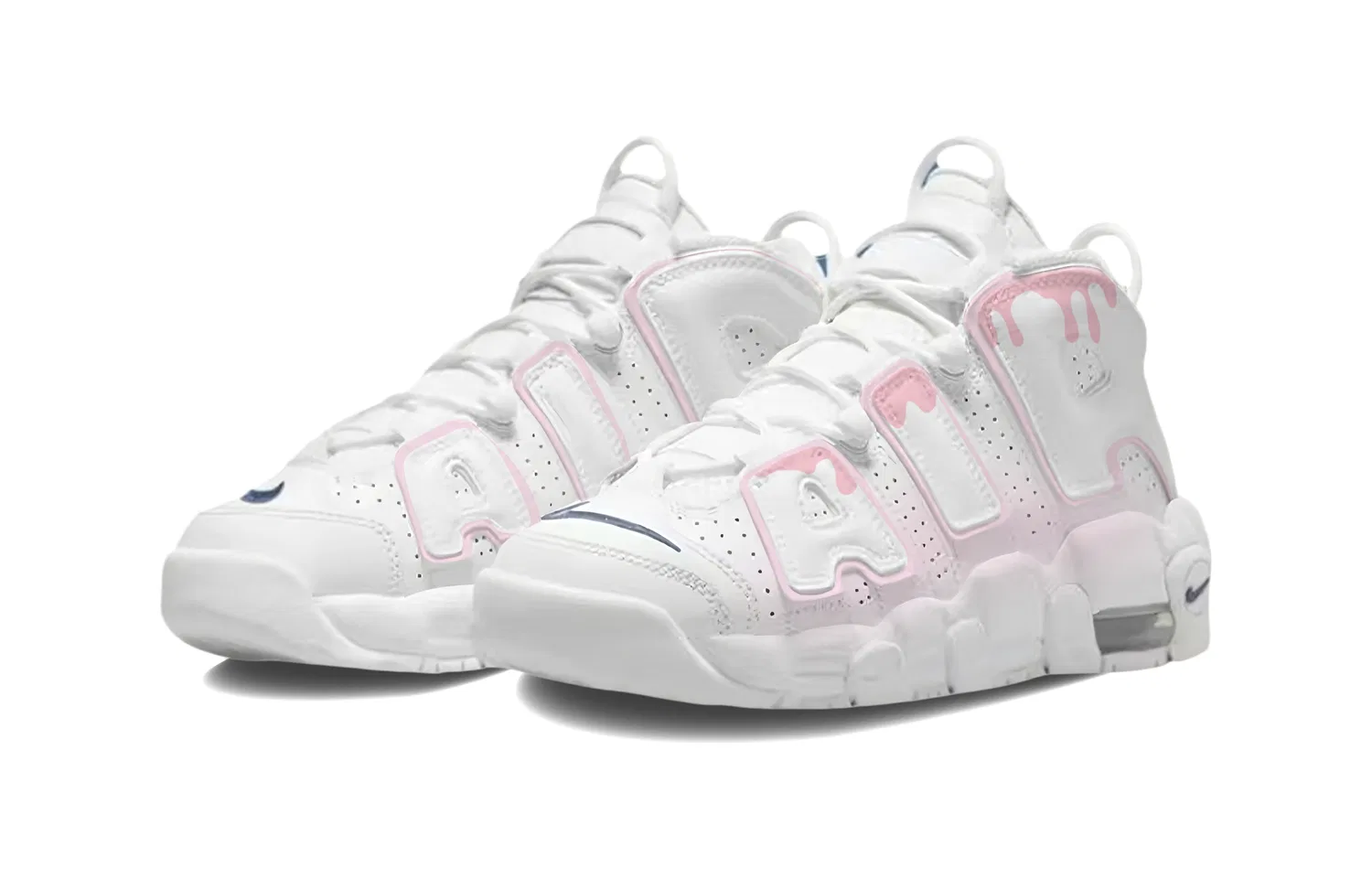 Детские кроссовки с высоким верхом Air More Uptempo GS Cloud Island White Mid top Vintage Basketball Shoes Nike, White Light Pink — фото 4