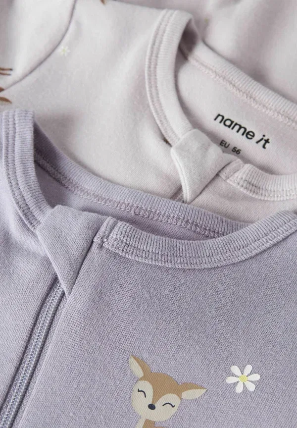 Комплект пижам из 2 штук Nightsuit sleep suit Name It, Lilac Marble, сиреневый — фото 3