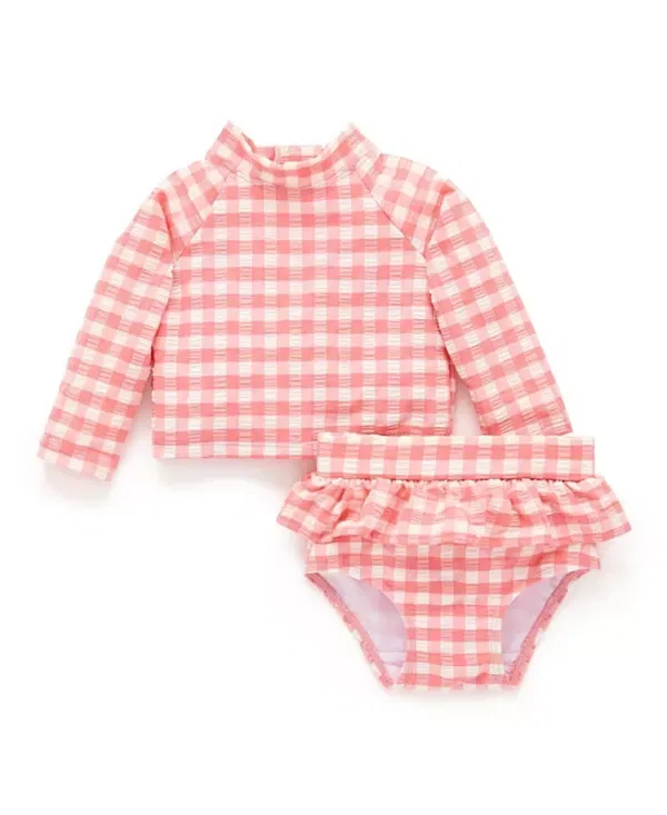 Детский комплект для плавания с длинным рукавом Purebaby, Pomegranate Gingham