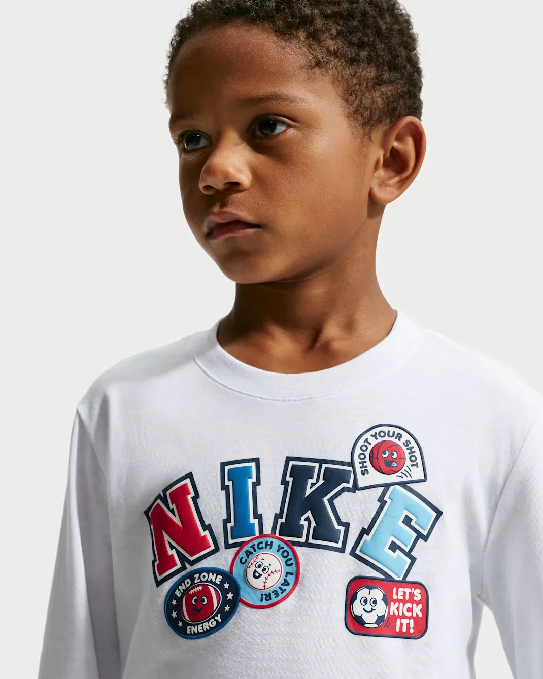 Детская футболка с длинными рукавами и графическим принтом Nike, White — фото 3