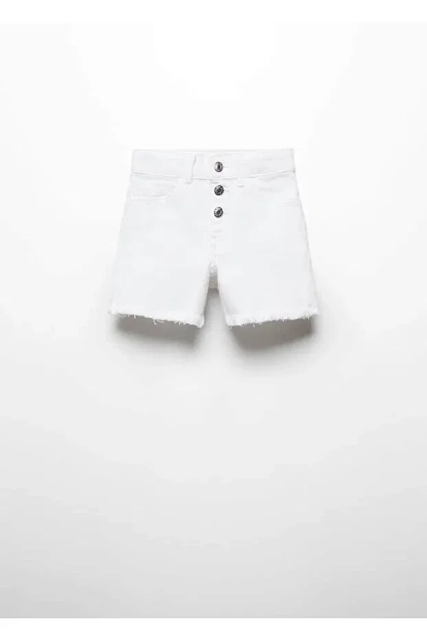 Детские шорты для девочек джинсовые Mango Kids, White — фото 3
