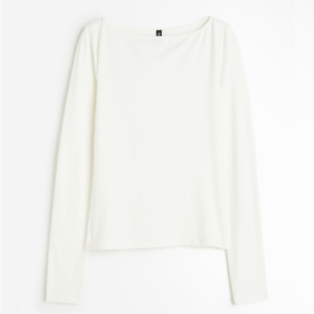 

Лонгслив H&M Boat-neck Jersey, кремовый