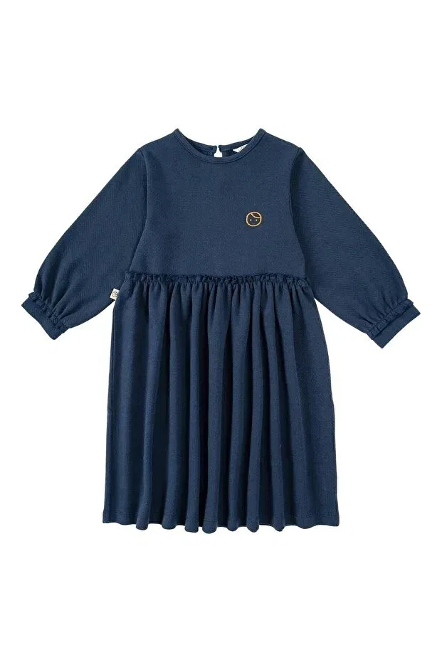 Детское платье для девочек хлопковое Frilly dress Little Gusto, Navy Blue — фото 3