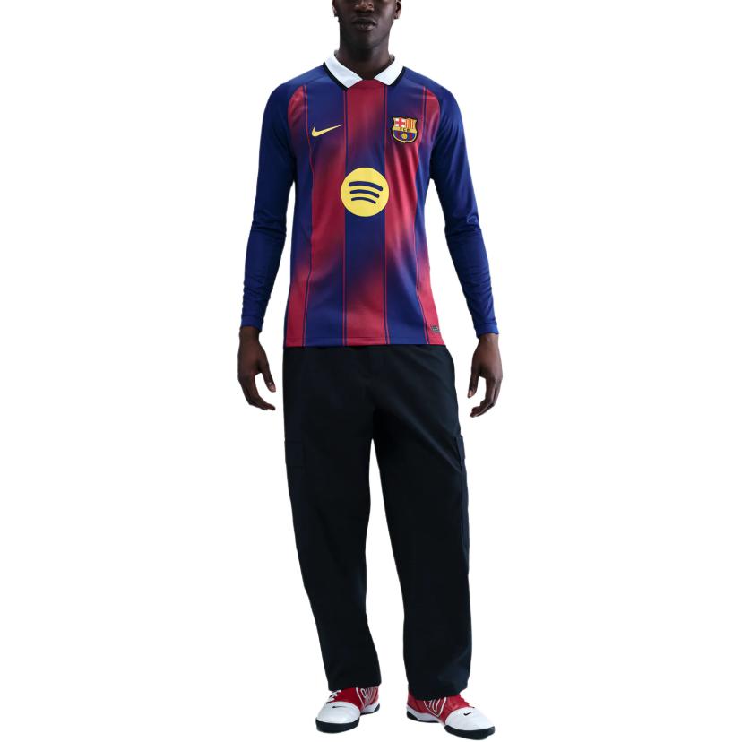 

Футболка Barcelona 2025/26 Stadium Home мужская Dri FIT реплика с длинными рукавами Nike, синий/красный