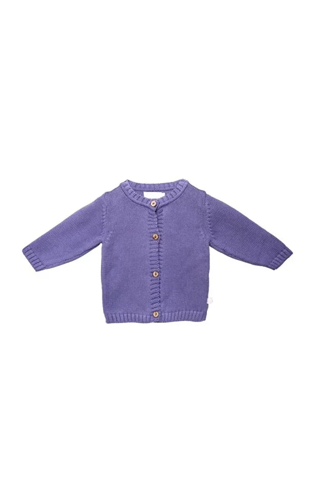 Детский кардиган органический с текстурой L L Louiou Baby Gifts, Petrol Blue — фото 2