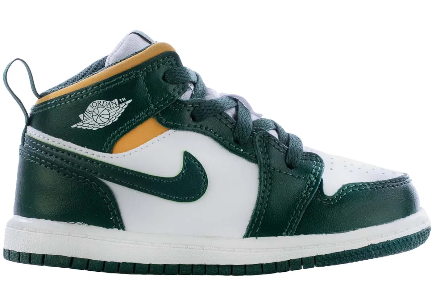 Детские кроссовки Lifestyle с принтом Jordan 1 Mid Sonics Jordan, Noble Green/Pollen-White