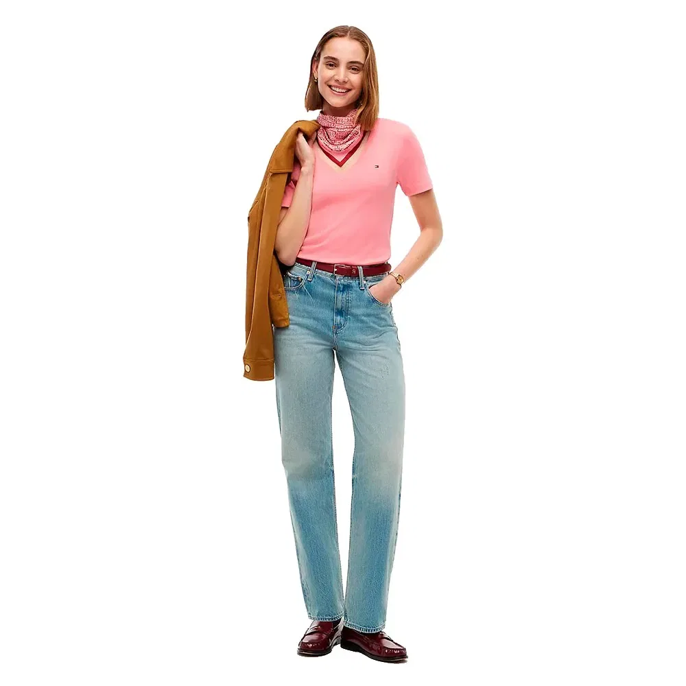 Женская футболка с V-образным вырезом Tommy hilfiger, Pink — фото 4