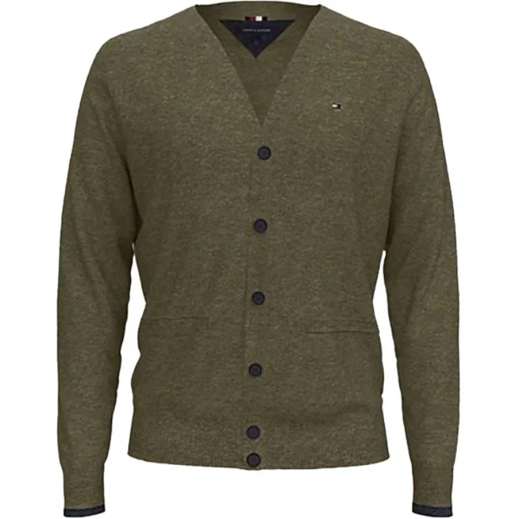 Мужской свитер с V-образным вырезом Olive Green Tommy Hilfiger, Olive Green
