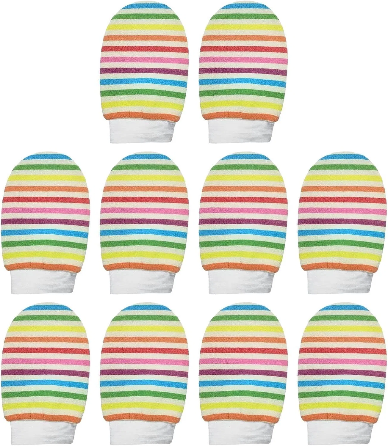 Мочалка-перчатка для душа Rainbow Stripe, SPORTARC, набор 10 шт, 21.5x13.5 см, мультиколор