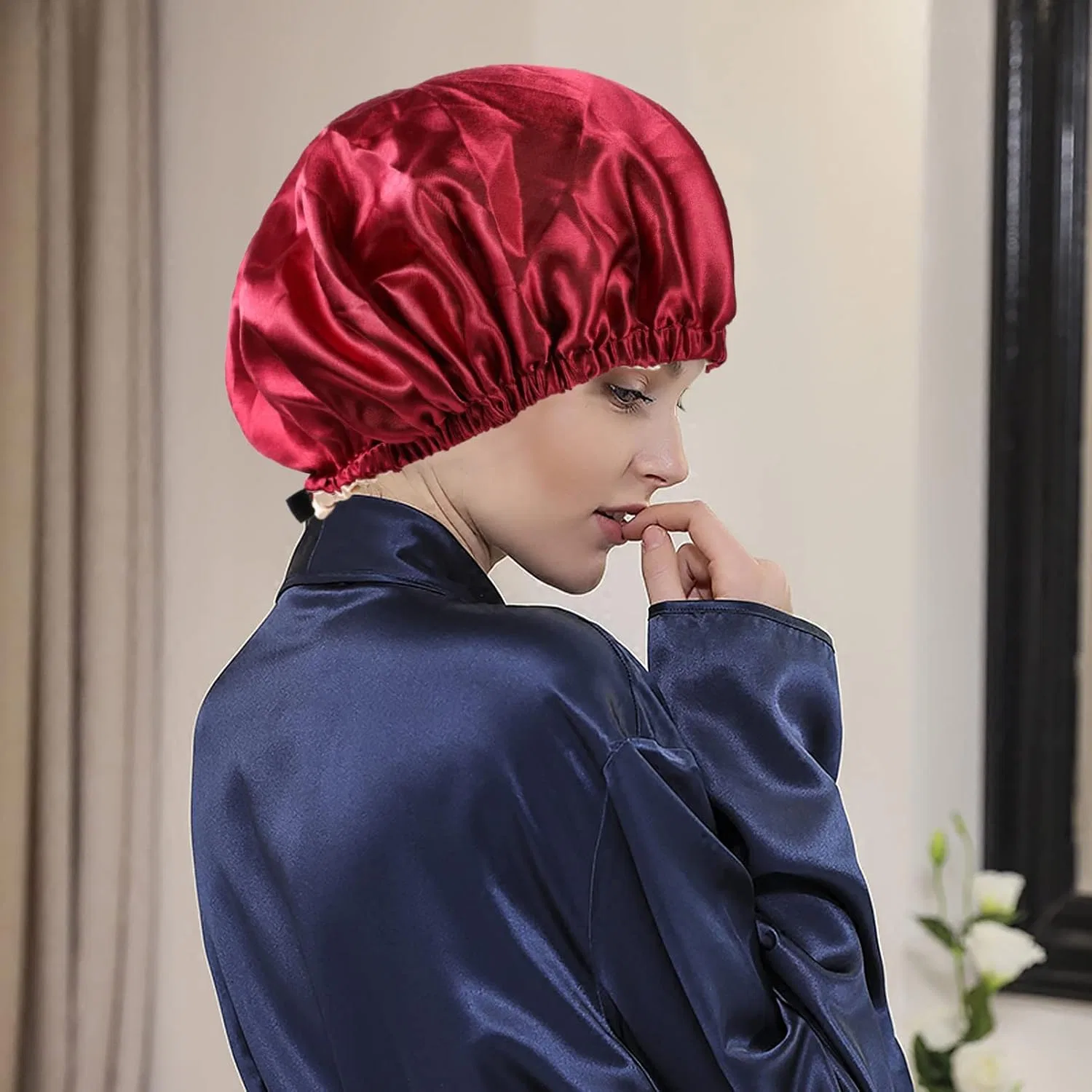 Шапочка для душа Satin 2 шт, Beavorty, Бордовый — фото 2