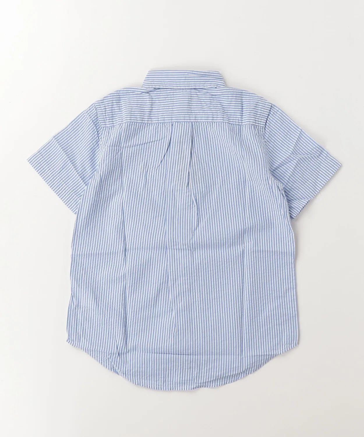 Детская рубашка с коротким рукавом в полоску Cotton Seersucker Polo Ralph Lauren Childrenswear, Blue — фото 4