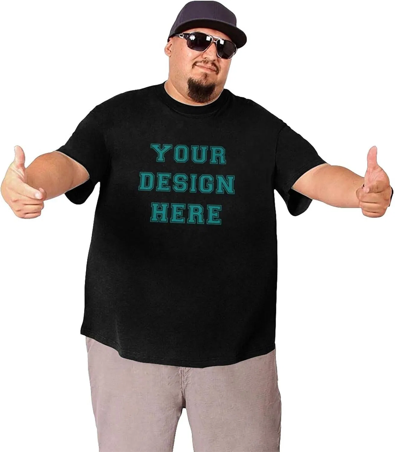 Мужская свободная футболка Custom Big and Tall T Shirts, Black — фото 3