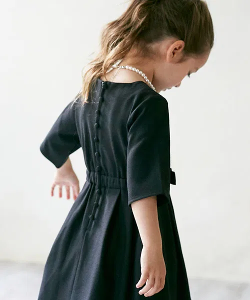 Детское платье для девочек с длинным рукавомA-силуэта с лентой на талии DRESS LAB, Beige — фото 4