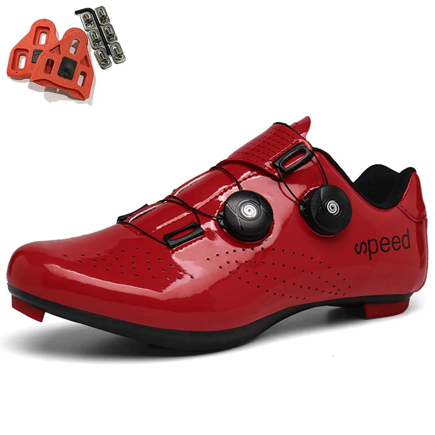 Детские велосипедные туфли дышащие совместимые с SPD SPD-SL Delta PENXZT, Red Rosso