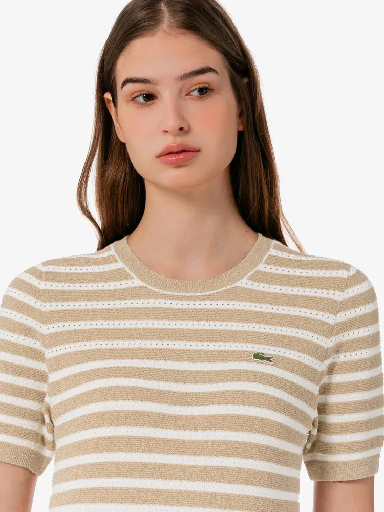 Свитер женский LACOSTE Beige с букле и полосками — фото 2