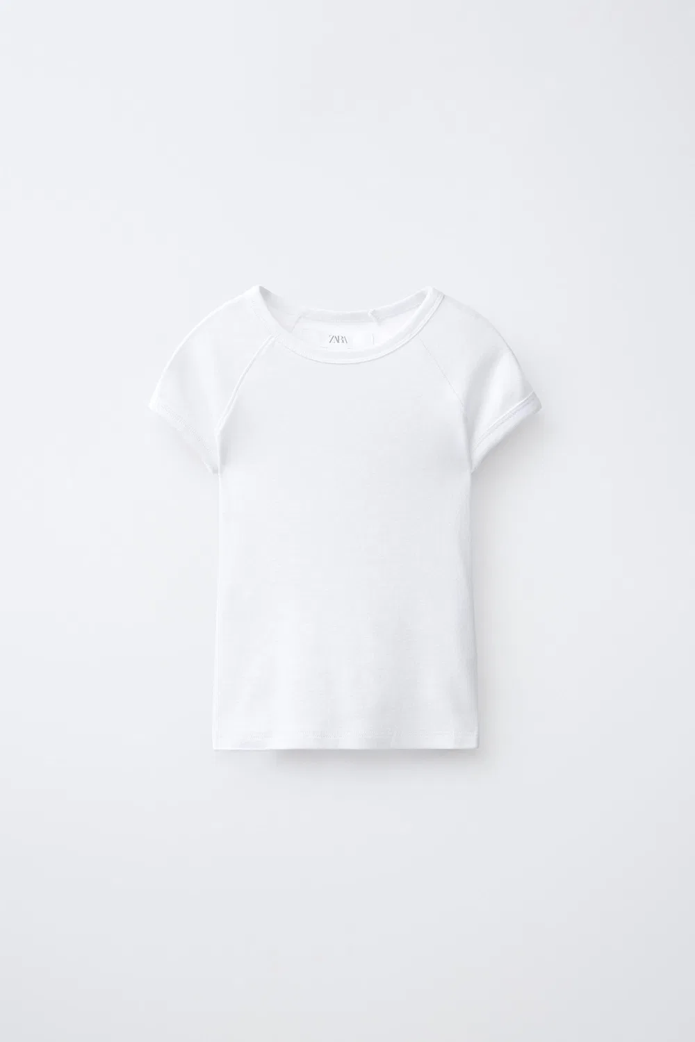 Однотонная футболка из хлопка и модала. ZARA, White