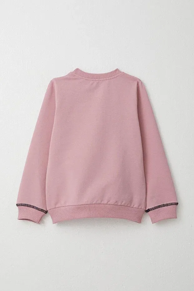 Детский спортивный комплект для девочек с принтом 1.5-5 years old girl's tracksuit set - cute kitten and dried rose printed Breeze, Rose Dry — фото 4