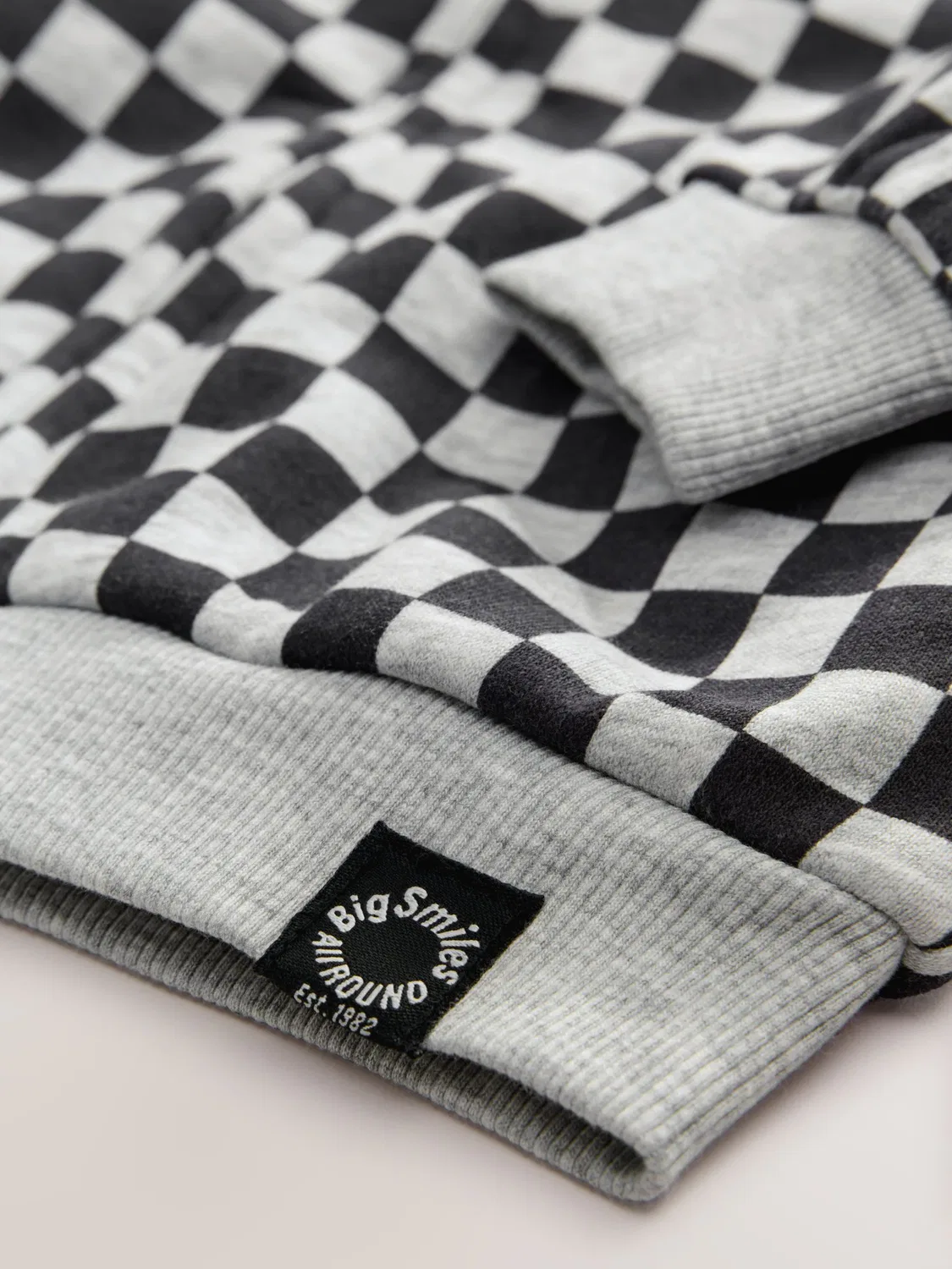 Худи на молнии с шахматным принтом, Black White Checkerboard Next, черно-белый — фото 3