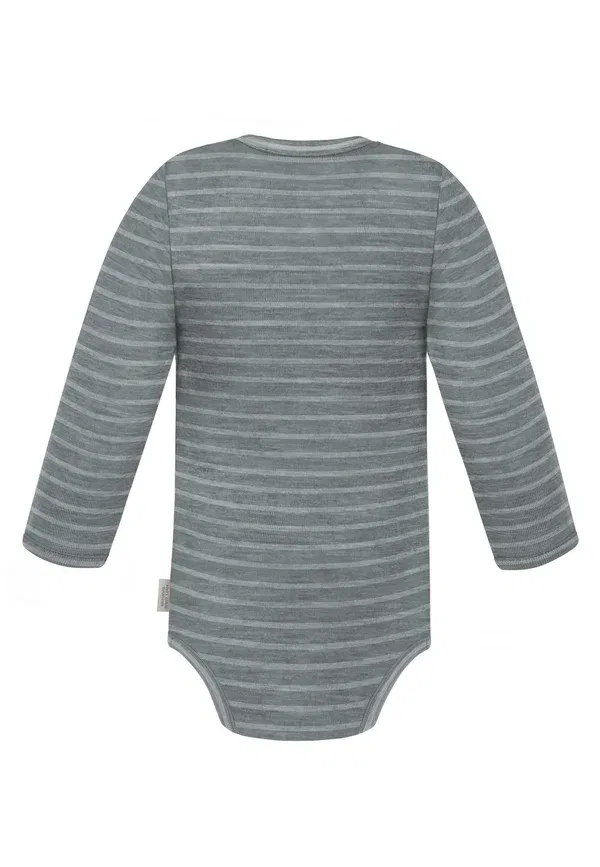 Боди 100% шерсть Unisex merino winter langarm body strampler mit knopf bodysuit einteiler 100% merinowolle - body Normani Outdoor Sports, серый в полоску — фото 2