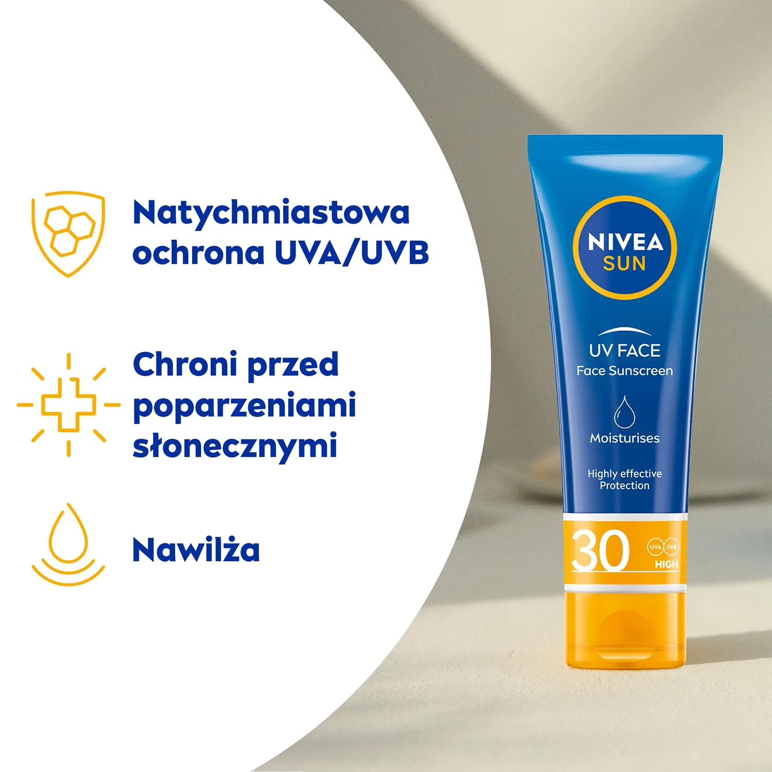 Солнцезащитный крем для лица SPF30, Nivea Sun, 50 мл, Navy Pers — фото 3