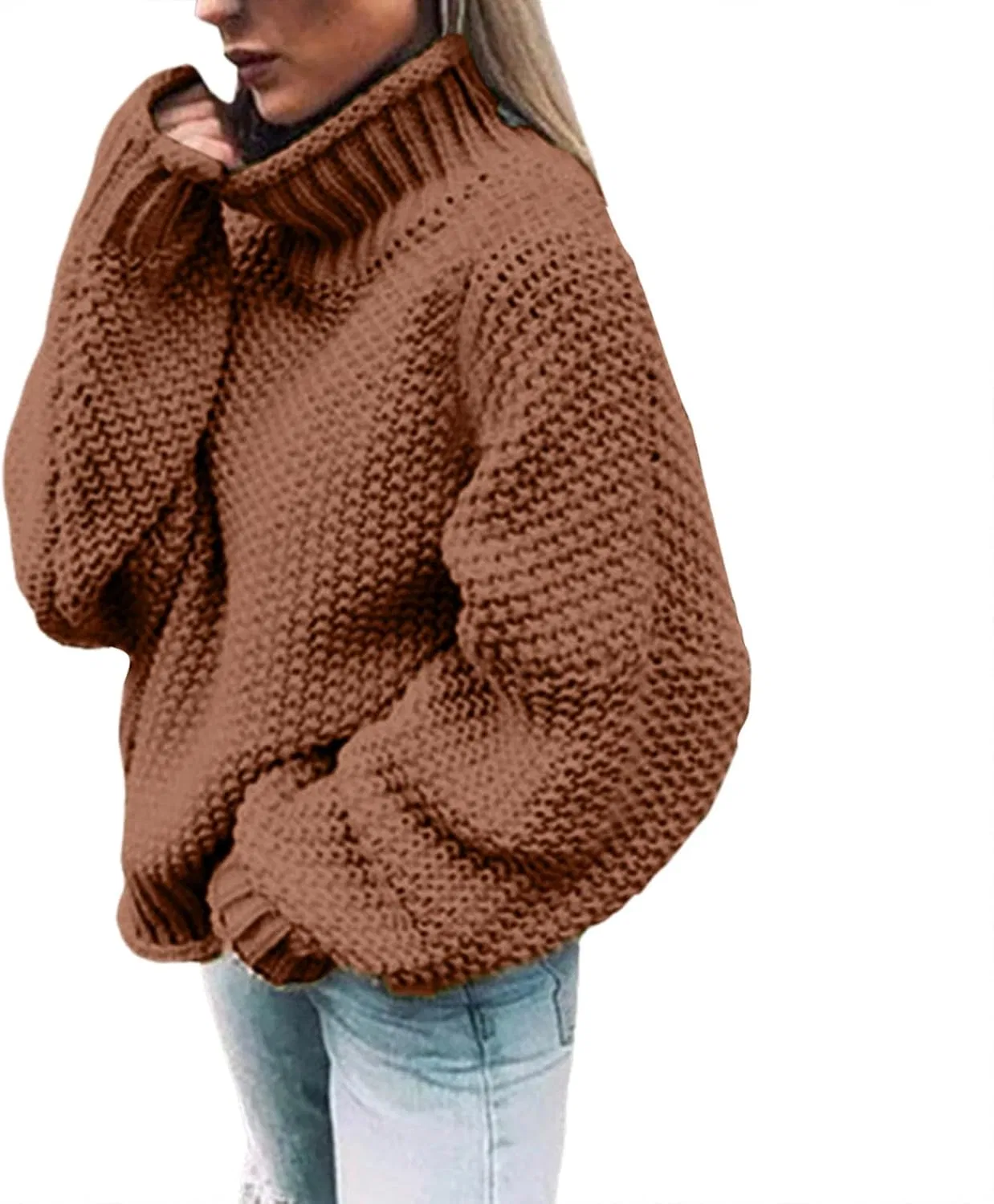 Женский свитер с длинным рукавом, модель Oversized, цвет Coffee