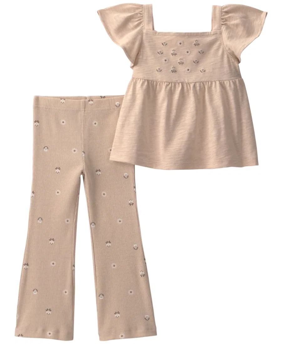 Комплект из топа и брюк с цветочным принтом, Floral Top and Pant Carter's, Cream