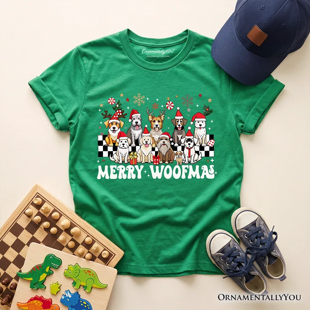 Детская футболка с принтом Merry Woofmas OrnamentallyYou, Irish Green