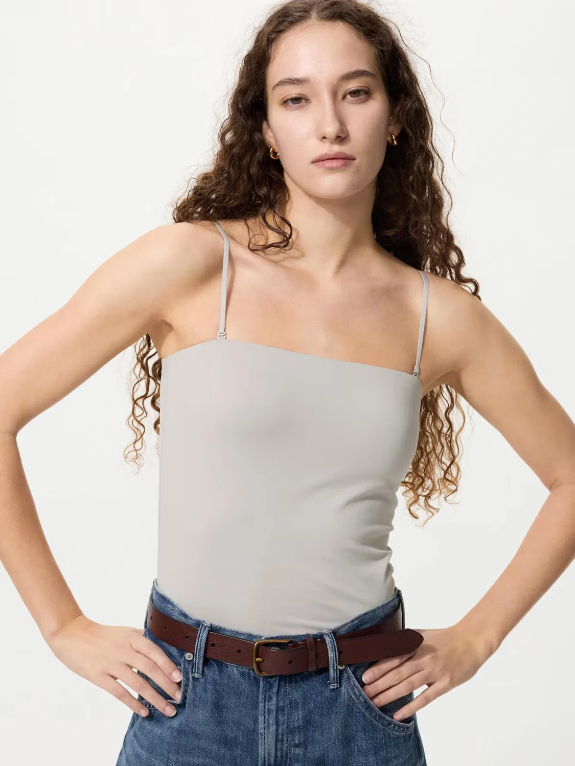 Бюстгальтер-топ Uniqlo airism, хлопковый, серый