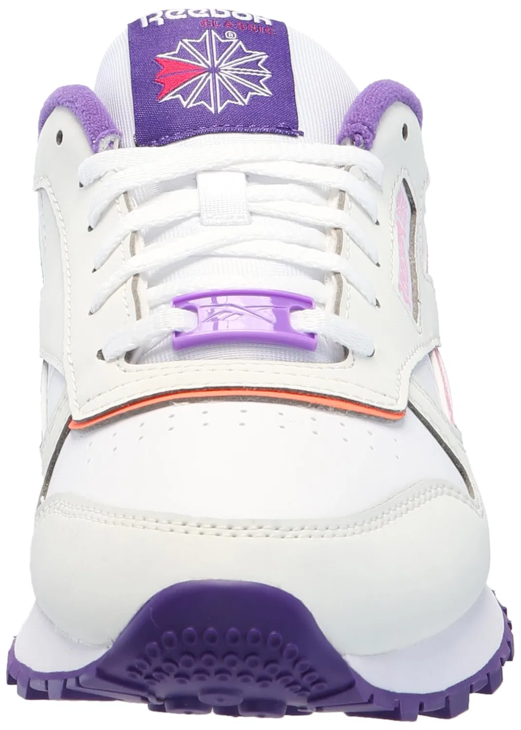 Детские кроссовки для девочек с цветовыми блоками Reebok Kid's Classic Leather, Barely Grey Dynamic Purple Bold Pink — фото 2