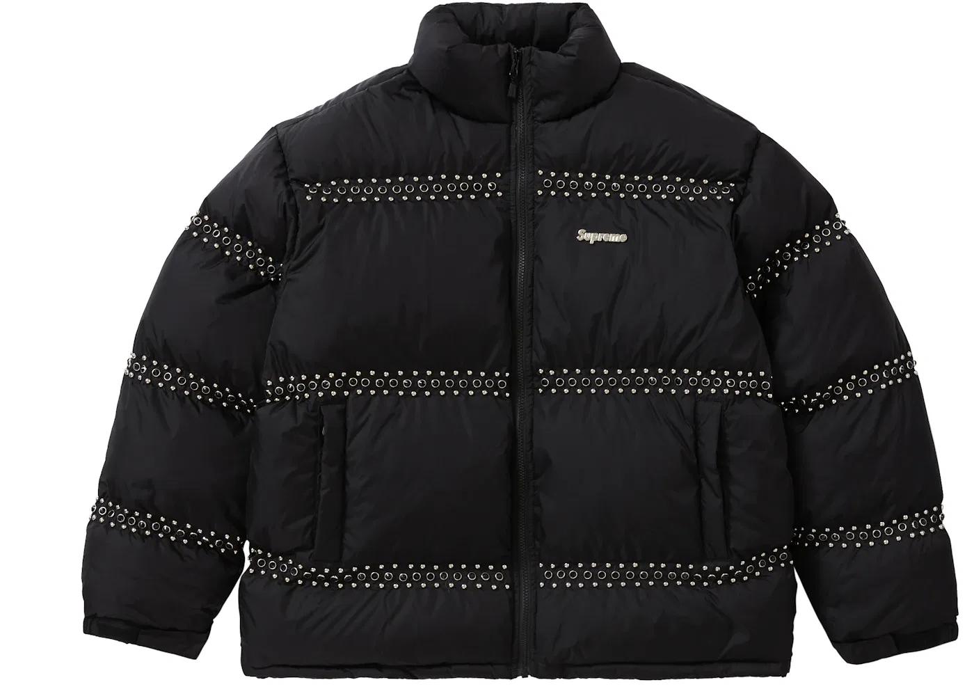 Мужская куртка-пуховик с шипами Supreme B.B. Simon Studded Puffer Jacket, Black