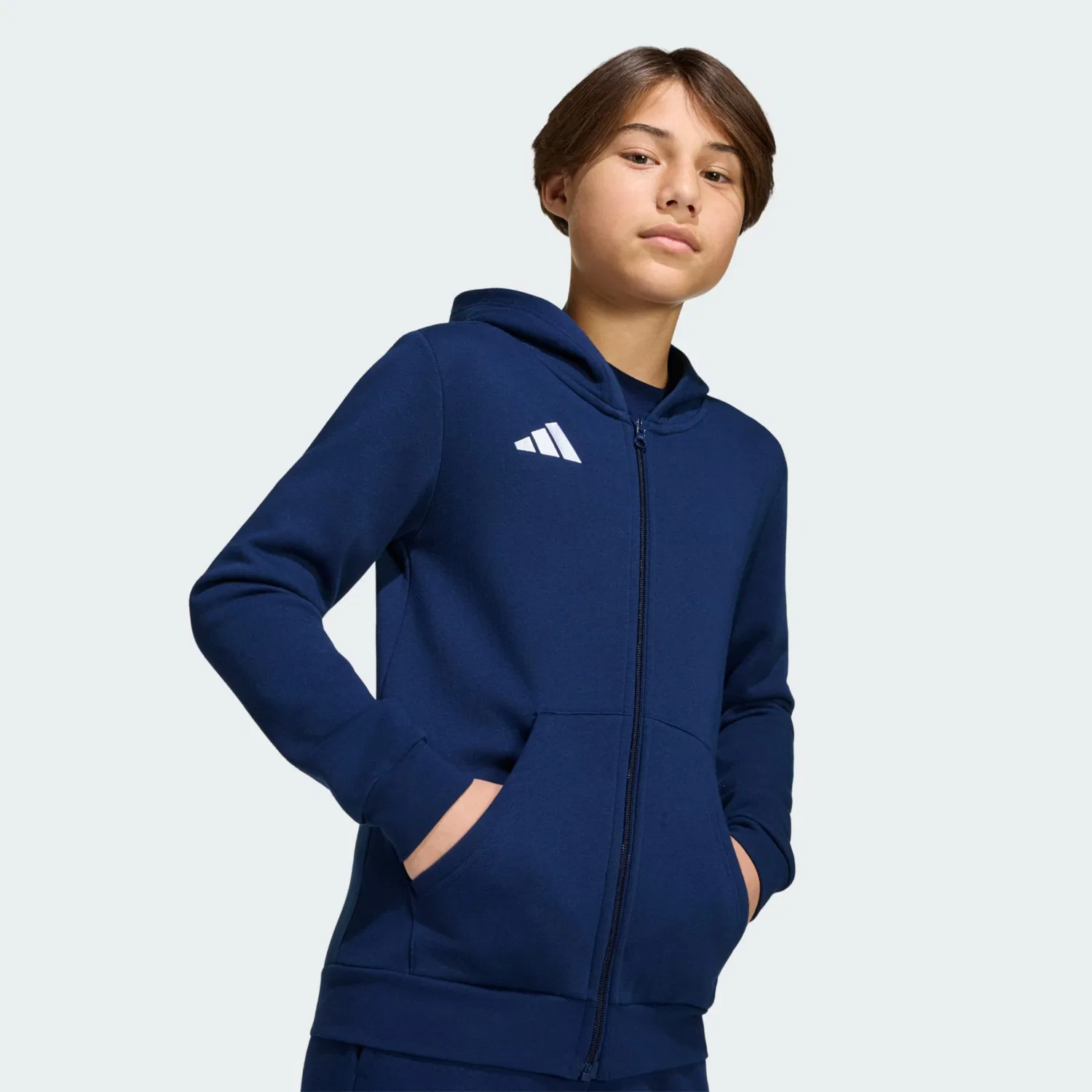 Толстовка на молнии Adidas Performance Athletic Entrada26 темно-синего цвета — фото 4