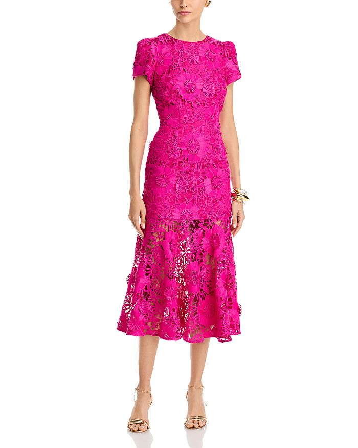 

Платье-миди с короткими рукавами Tahlia Cady Lace MILLY, розовый