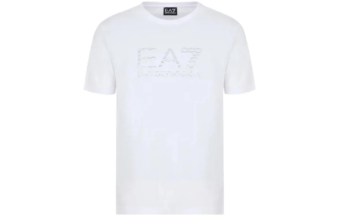 Мужская футболка с логотипом хлопковая White EMPORIO ARMANI