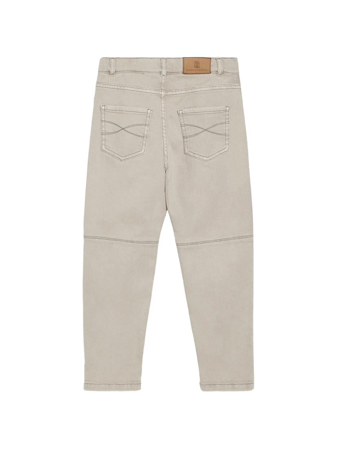 Легкие джинсы с контрастной строчкой Brunello Cucinelli Kids, нейтральные цвета — фото 2