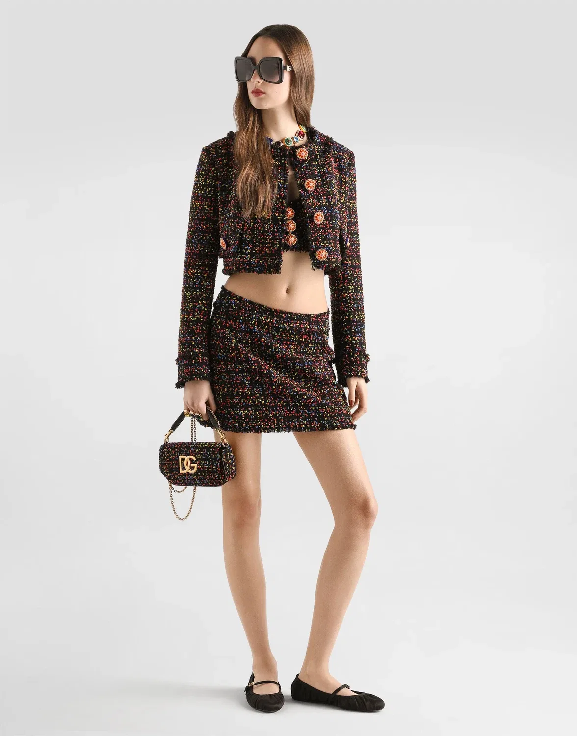 Короткая твидовая куртка DOLCE & GABBANA, бежевый — фото 2