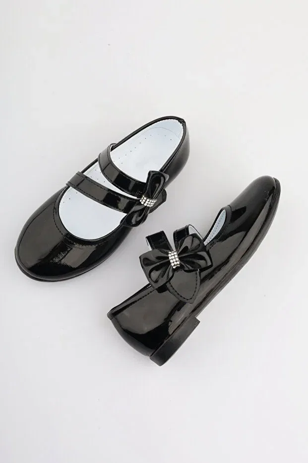 Детские балетки для девочек с бантом Followin, Black