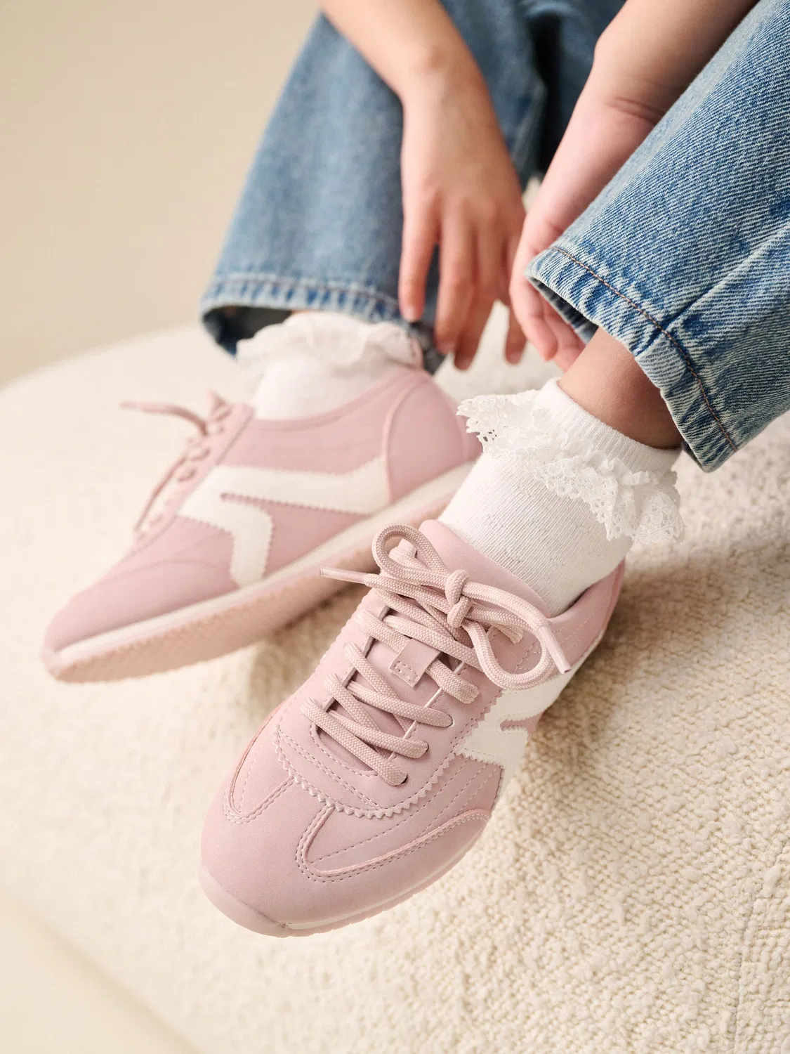 Кроссовки ретро, шнуровка, Pink Lace-up Retro Next, розовый — фото 3