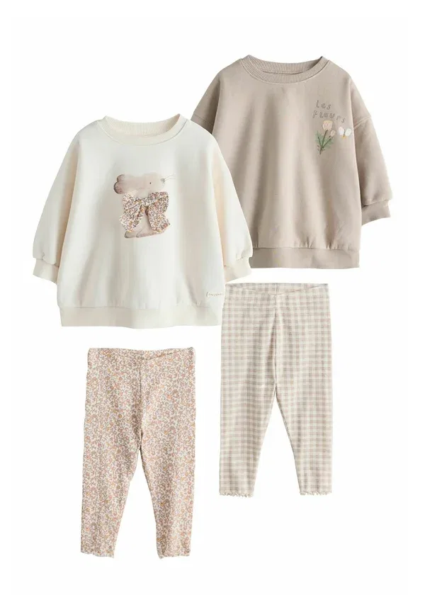 Комплект из худи и брюк, свободный крой, Set 2 pack, Next, neutral, нейтральный