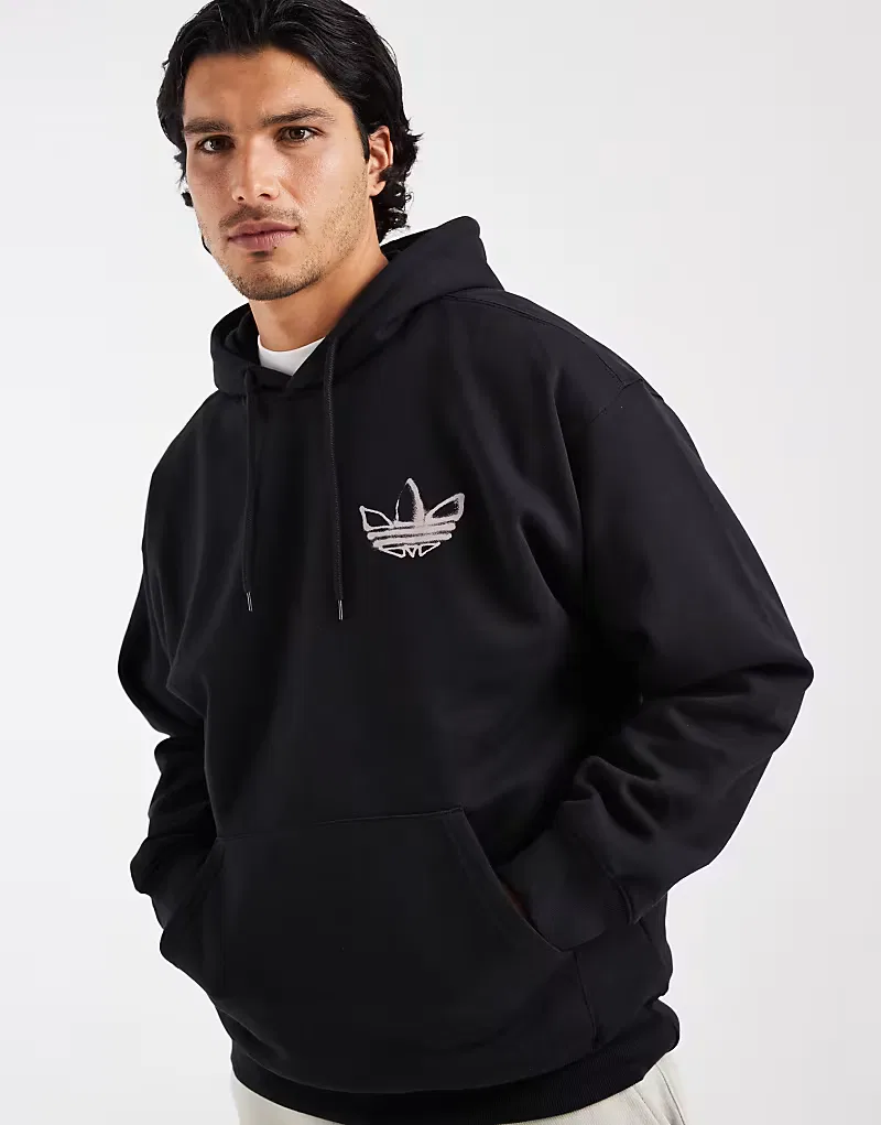Худи Adidas Originals Powder с язычком, черный — фото 3