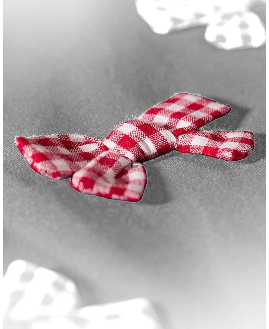 Детское платье-свитшот с бантами Gingham Bow MeMoi, Navy Red — фото 3
