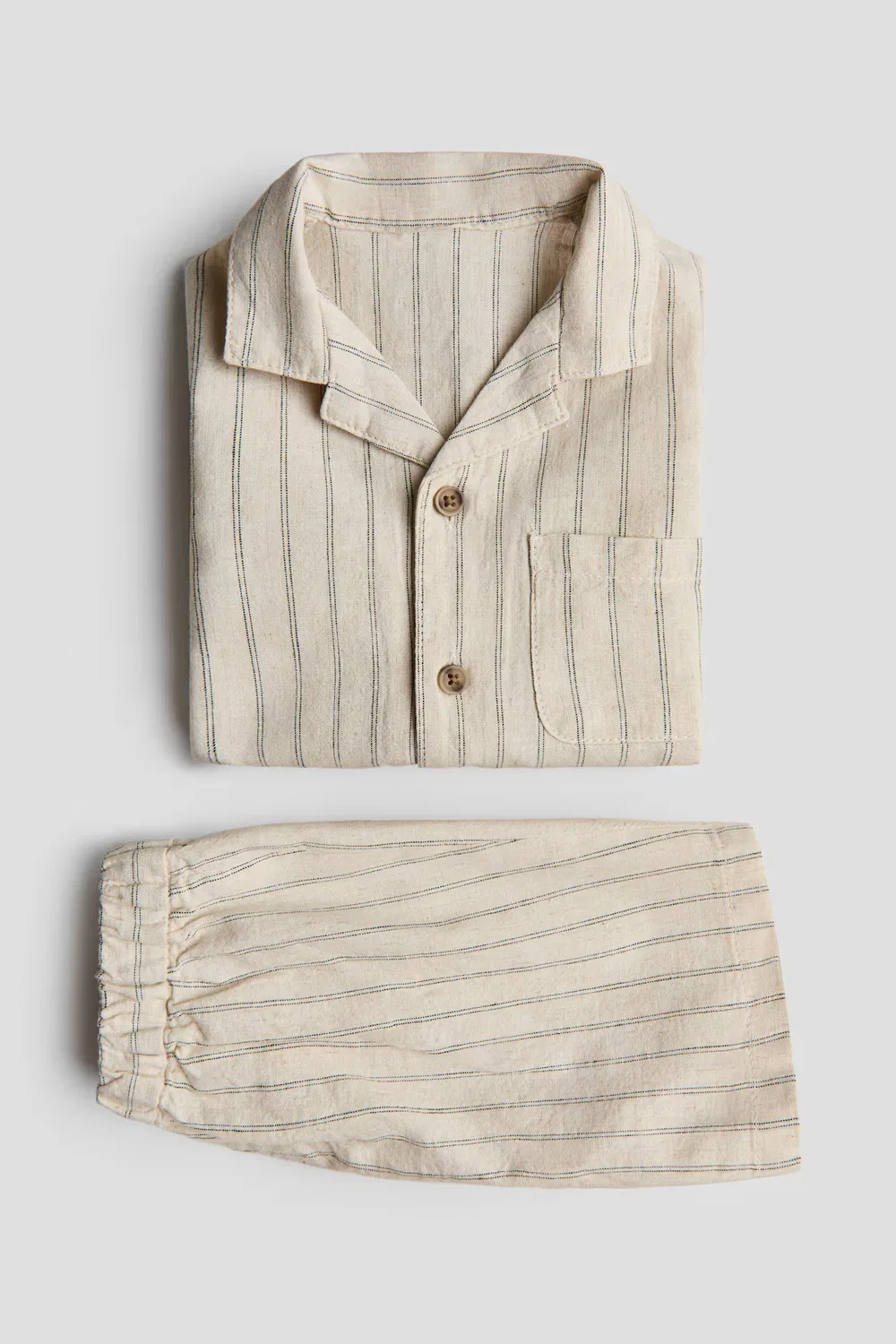 Комплект из 2 предметов, изготовленный из смеси льна H&M, Hellbeige/Gestreift — фото 3