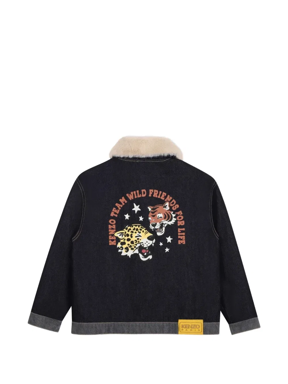 Джинсовая куртка с ворником из искусственного меха Kenzo Kids, синий — фото 2