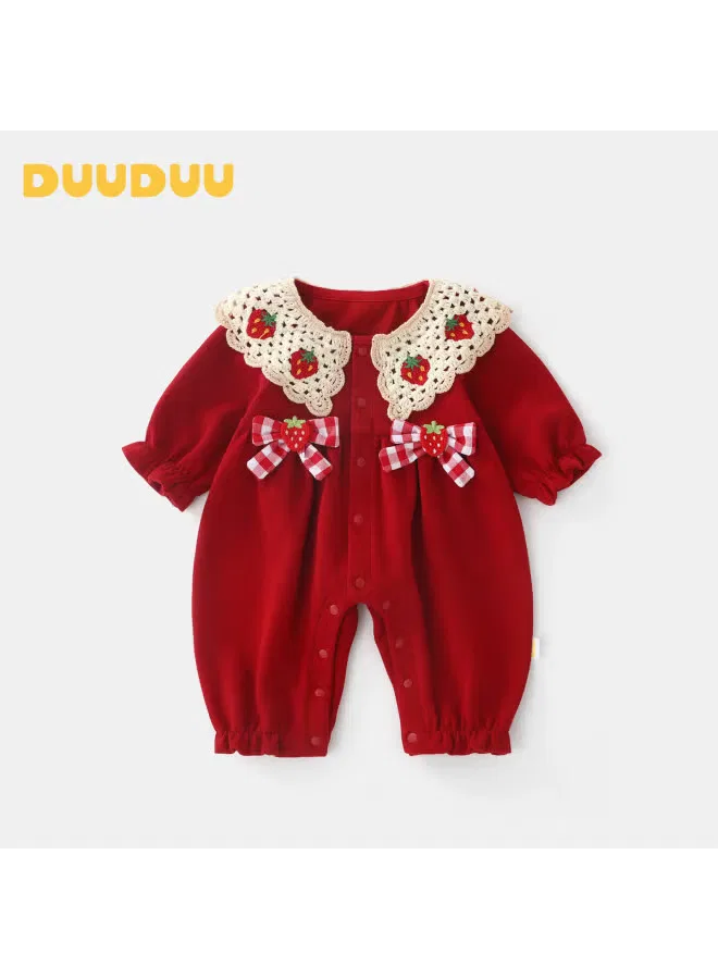 Боди-комбинезон с длинным рукавом с бантом Duuduu, красный